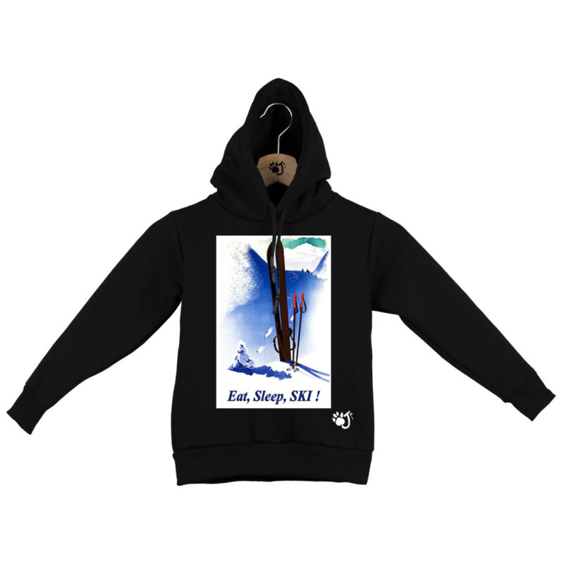 SKI POSTER FELPA B.O BIANCO NERO SKI POSTER